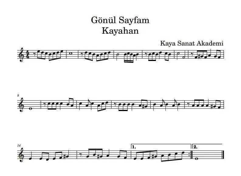 En Kolay Çalınan 5 Yan Flüt Notası - Gönül Sayfam Kayahan