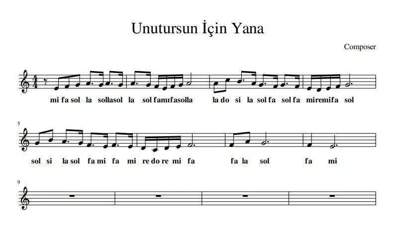 En Kolay Çalınan 5 Yan Flüt Notası - Unutursun İçin Yana Yana