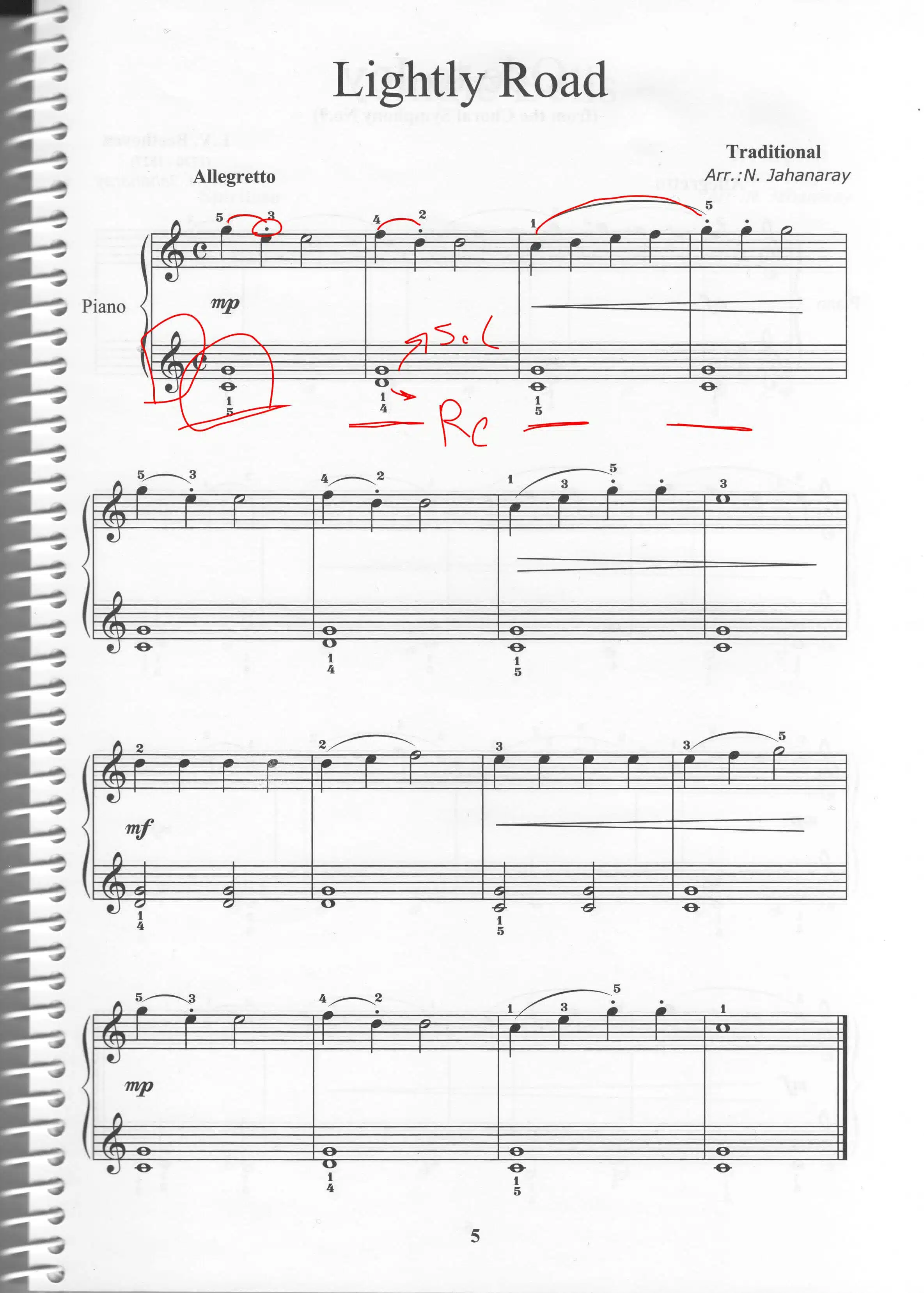 Lightly Row Piyano Notaları