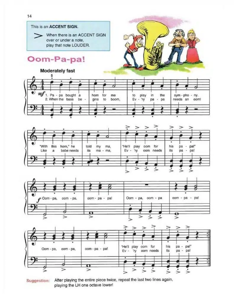 Oom Pa-Pa Piyano Notaları