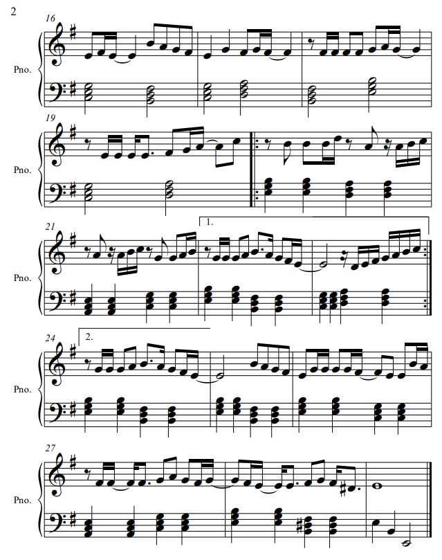 Bana Bir Masal Anlat Baba Notaları (Melodika & Piyano & Flüt)