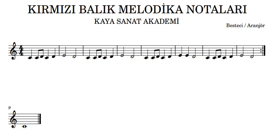 Kırmızı Balık Notaları (Melodika & Piyano)